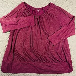 Lane Bryant Purple Gold Metallic Knit Top Plus Size 26/28 VGW